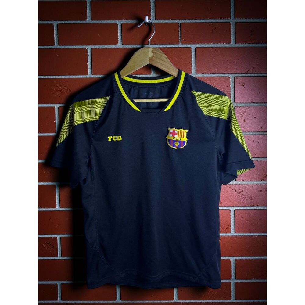 FC Barcelona FCB Soccer Training Shirt Size Small Black Neon Yellow